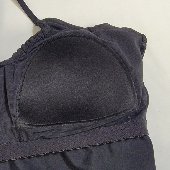 Lands' End Women's Ruched Multi-Way V-Neck Halter Tankini Swimsuit Top Size 12 - Picture 9 of 16